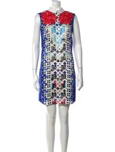 Pre-owned Peter Pilotto Silk Mini Dress In Blue