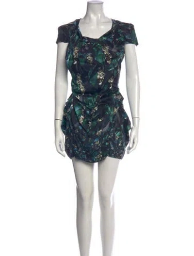 Pre-owned Peter Pilotto Silk Mini Dress In Blue/green