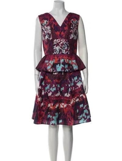 Pre-owned Peter Pilotto Silk Patterned Skirt Set In Multicolor