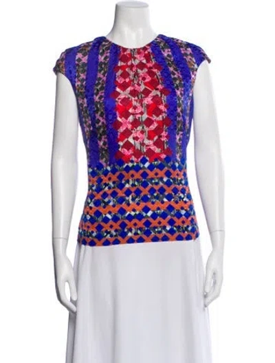 Pre-owned Peter Pilotto Silk Patterned Top In Blue