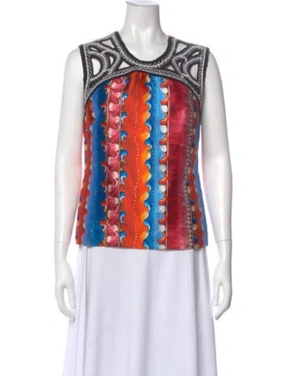 Pre-owned Peter Pilotto Silk Patterned Top In Orange
