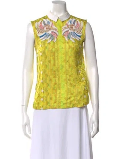 Pre-owned Peter Pilotto Silk Patterned Top In Yellow