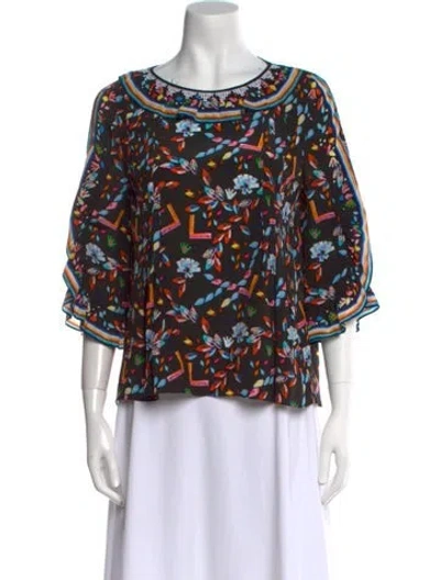 Pre-owned Peter Pilotto Silk Printed Blouse In Black