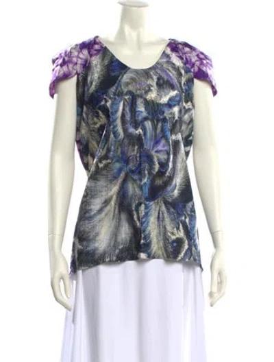 Pre-owned Peter Pilotto Silk Printed Blouse In Purple