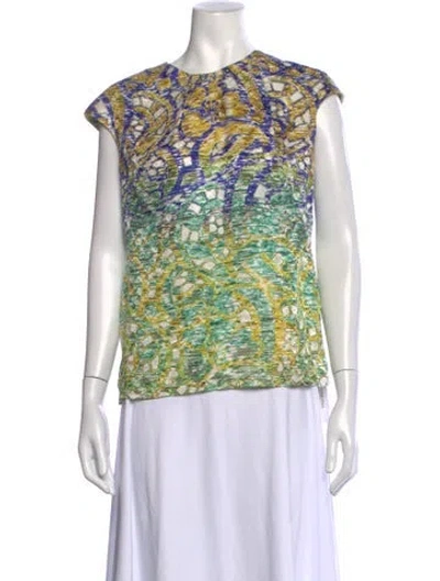 Pre-owned Peter Pilotto Silk Printed Blouse In Yellow