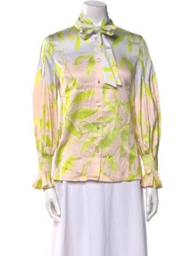 Pre-owned Peter Pilotto Silk Printed Button-up Top W/ Tags In Multi