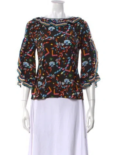 Pre-owned Peter Pilotto Silk Printed Top In Black