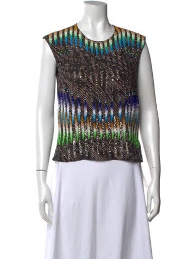 Pre-owned Peter Pilotto Silk Printed Top In Black