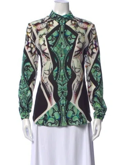Pre-owned Peter Pilotto Silk Printed Top In Black
