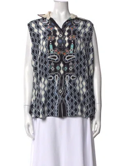 Pre-owned Peter Pilotto Silk Printed Top In Black/white