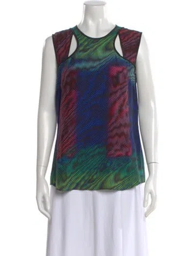 Pre-owned Peter Pilotto Silk Printed Top In Blue