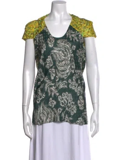 Pre-owned Peter Pilotto Silk Printed Top In Green