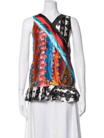 Pre-owned Peter Pilotto Silk Printed Top In Multicolor