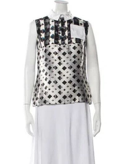 Pre-owned Peter Pilotto Silk Printed Top In Neutrals