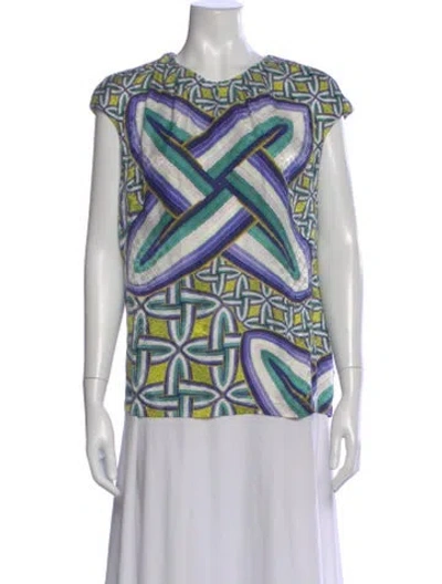 Pre-owned Peter Pilotto Silk Printed T-shirt In Blue