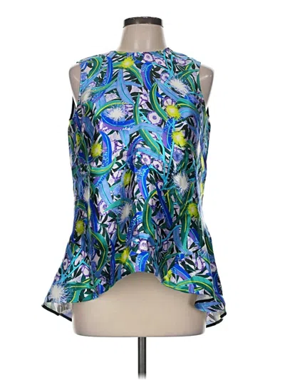 Pre-owned Peter Pilotto Sleeveless Silk Top Blue Halter Neckline Tops