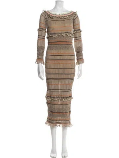 Pre-owned Peter Pilotto Striped Long Dress In Neutral