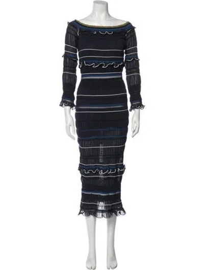 Pre-owned Peter Pilotto Striped Midi Length Dress In Gray