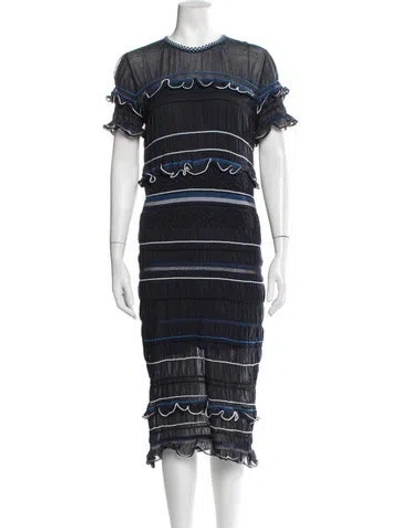 Pre-owned Peter Pilotto Striped Midi Length Dress In Grey