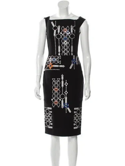 Pre-owned Peter Pilotto Virgin Wool Embellished Dress In Black