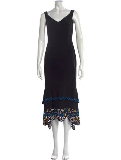 Pre-owned Peter Pilotto V-neck Long Dress In Black