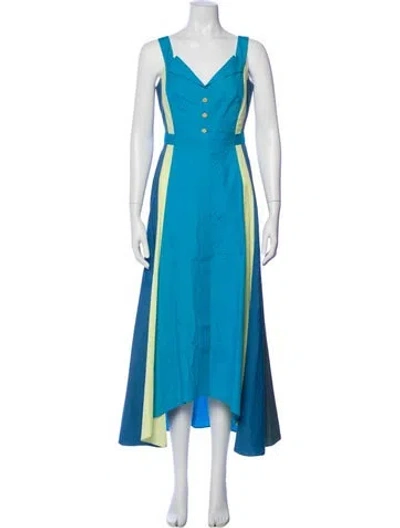 Pre-owned Peter Pilotto V-neck Long Dress In Blue