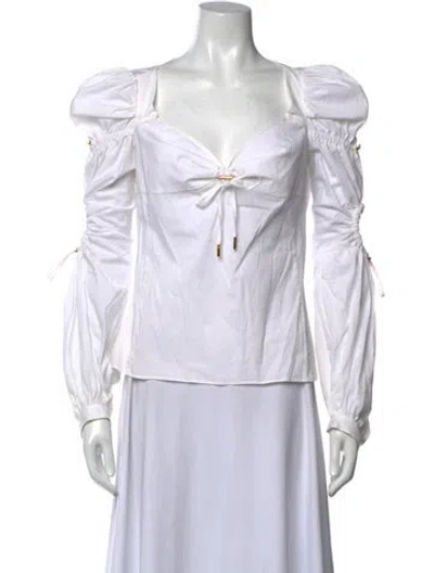 Pre-owned Peter Pilotto V-neck Long Sleeve Blouse In White