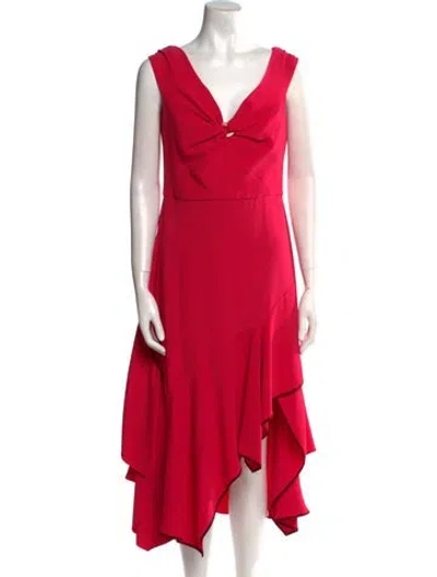 Pre-owned Peter Pilotto V-neck Midi Length Dress In Pink