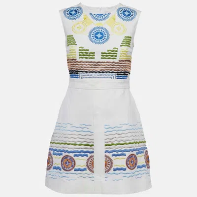 Peter Pilotto White Embroidered Crepe Sleeveless Dress