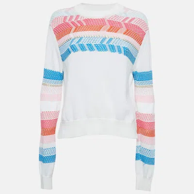 Peter Pilotto White Patterned Knit Full Sleeve Sweater