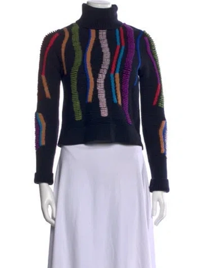 Pre-owned Peter Pilotto Wool Graphic Print Sweater In Blue