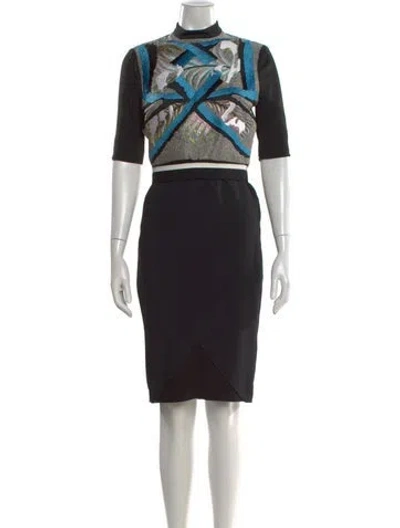 Pre-owned Peter Pilotto Wool Knee-length Dress In Black