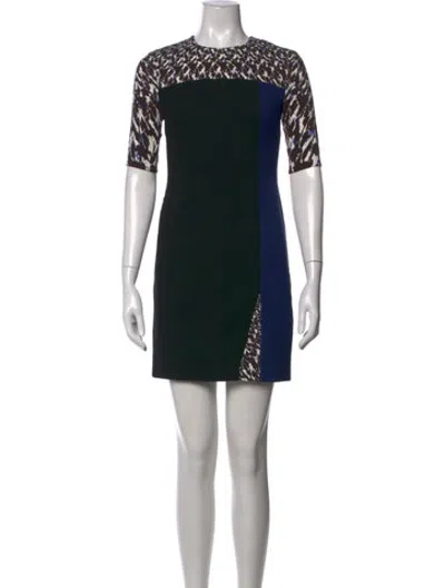 Pre-owned Peter Pilotto Wool Mini Dress In Black