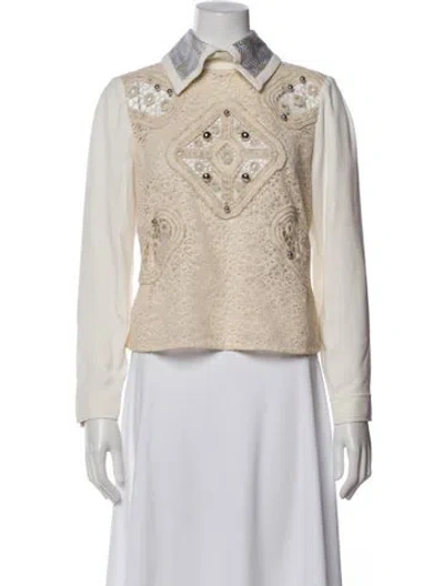 Pre-owned Peter Pilotto Wool Patterned Top In Neutral