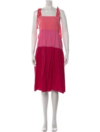 Pre-owned Peter Som Colorblock Pattern Midi Length Dress In Pink