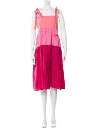 Pre-owned Peter Som Colorblock Pattern Midi Length Dress In Pink