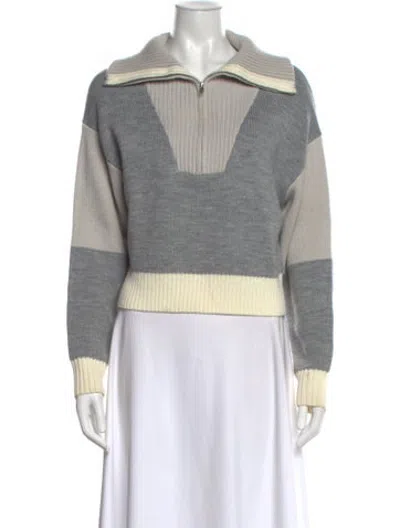 Pre-owned Peter Som Colorblock Pattern Open Front Sweater In Grey