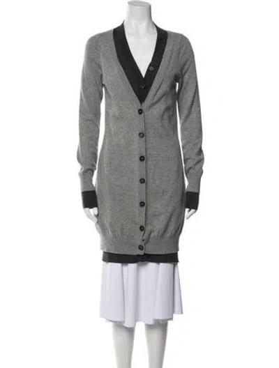 Pre-owned Peter Som Colorblock Pattern V-neck Sweater In Gray