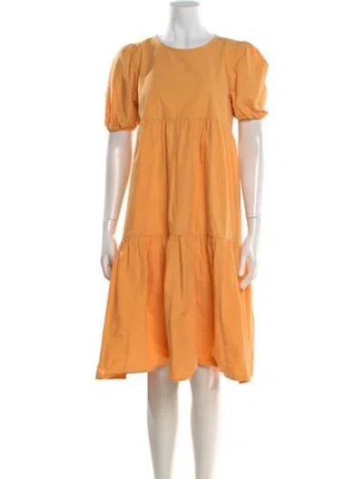 Pre-owned Peter Som Crew Neck Knee-length Dress In Orange