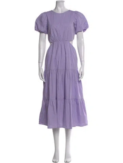 Pre-owned Peter Som Crew Neck Long Dress In Purple