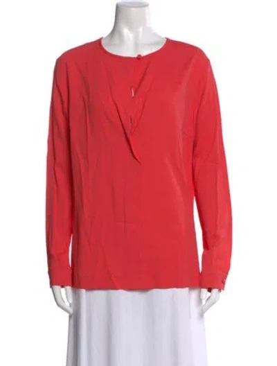 Pre-owned Peter Som Crew Neck Long Sleeve Blouse In Pink