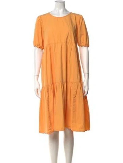 Pre-owned Peter Som Crew Neck Midi Length Dress In Orange