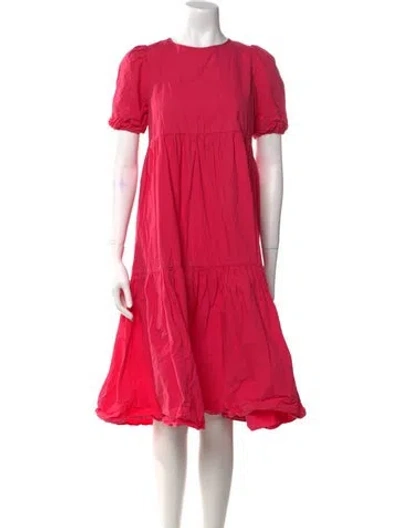 Pre-owned Peter Som Crew Neck Midi Length Dress In Pink
