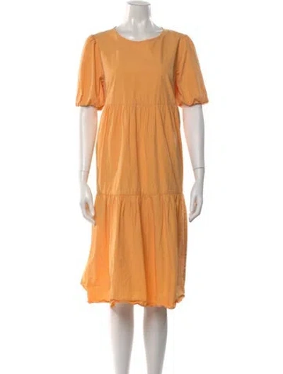 Pre-owned Peter Som Crew Neck Midi Length Dress In Yellow