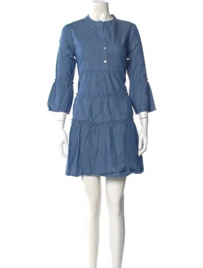 Pre-owned Peter Som Crew Neck Mini Dress In Blue