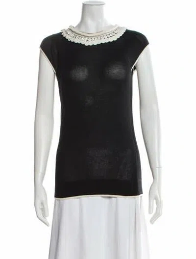 Pre-owned Peter Som Crew Neck Short Sleeve Top In Black