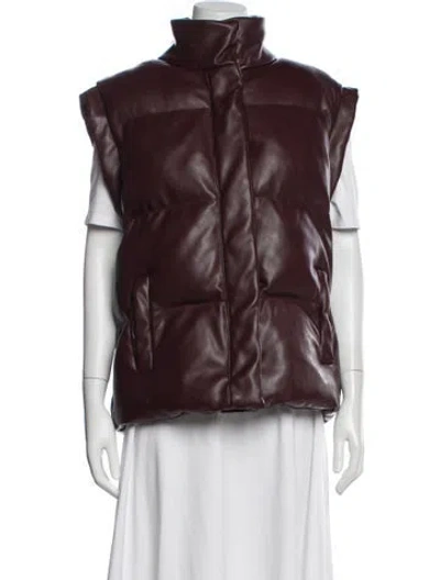 Pre-owned Peter Som Faux Leather Vest In Burgundy