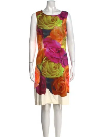 Pre-owned Peter Som Floral Print Knee-length Dress In Blue