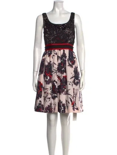 Pre-owned Peter Som Floral Print Knee-length Dress In Pink