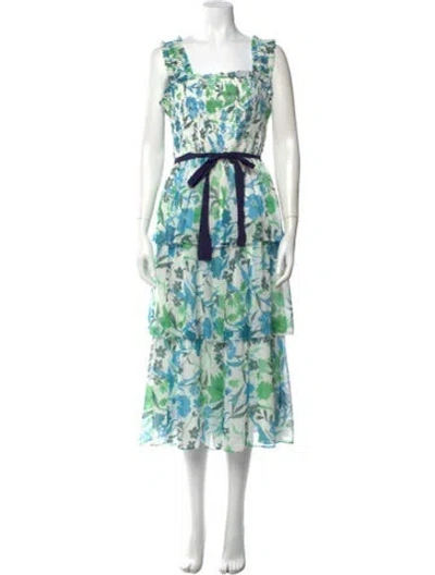 Pre-owned Peter Som Floral Print Midi Length Dress In Green